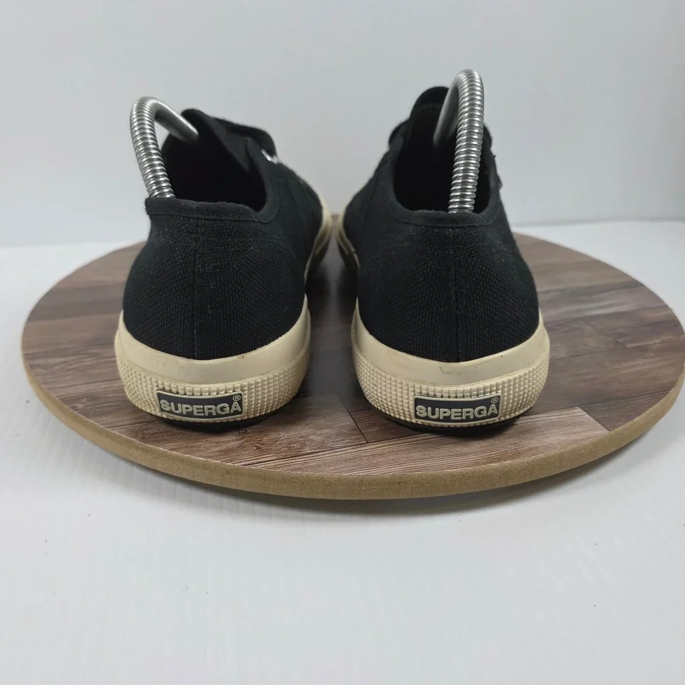 Superga 2750 Cotu Classic Sneakers M9.5/W11.5 Black Canvas Low Top Lace Up Shoes
